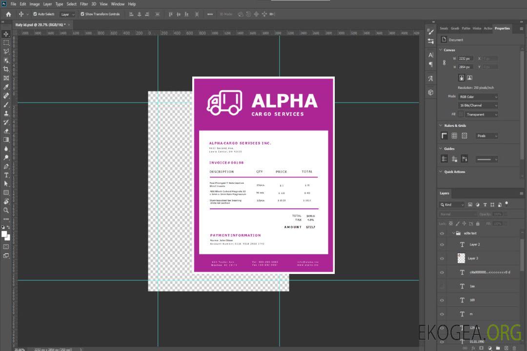 Facture USA Alpha Cargo Services template Facture USA Alpha Cargo Services template
